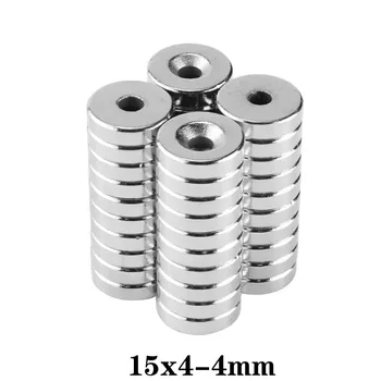 10pcs 15x4-4 силен магнит за редки земи 15 * 4 mm дупка 4mm 15x4-4mm кръгли неодимови магнитни магнити N35 15 * 4-4 mm