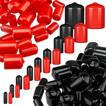 156 броя гъвкави крайни капачки болт винт гумена резба протектор капак в 9 размера форма 2/25 до 4/5 инча (черен, червен)
