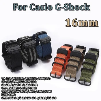 16mm Найлонова каишка за часовник за Casio G-SHOCK GA GW GD GL GAS GLS GWM 5600 Найлонова многоцветна лента за наблюдение с конектор Гривна за китката