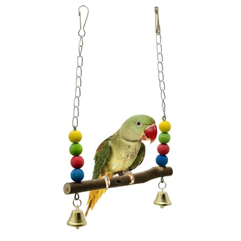 1Pcs малък и среден папагал люлка станция бар дневник цветни дървени топчета домашни любимци доставки