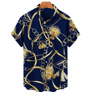 2023 Мъжка дишаща хавайска риза с къс ръкав 3D отпечатана отгоре Свободна мъжка улична мода отгоре