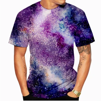 2023 Нова модна тениска Мъже 3D цветен печат Графика Starry Sky Tee ризи за мъже