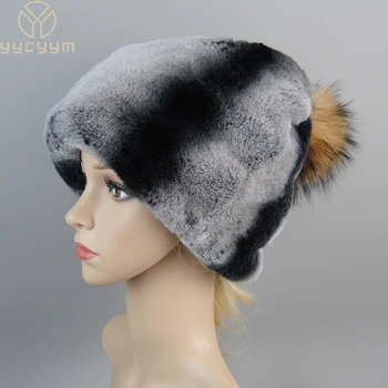 2024 Мода Чисто нови жени Зимна шапка от заешка кожа Rex за жени Руски истински кожени плетени шапки Шапки Зимни топли шапки