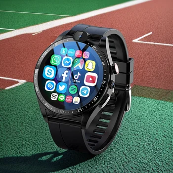 2024 Нов 4G Net кръгъл екран Smart Watch мъже 4GB + 128GB Android Smartwatch 1000 mAh SIM карта GPS WIFI двойна камера Спорт Фитнес