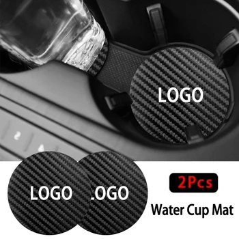 2Pcs Car Water Cup Mat Подложки от въглеродни влакна Автоаксесоари за Mercedes Benz AMG