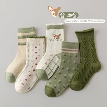 3-12Y Чорапи за момичета Есенни фантастични дантелени чорапи Детски чорапи със средна дължина на прасеца Бебешки памучни чорапи Малко дете