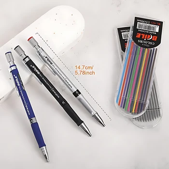 3 броя 2мм механичен молив с автоматични моливи за пълнене сменяеми