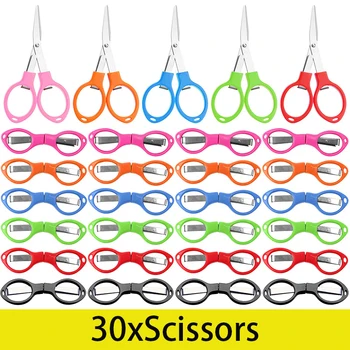 30Pcs цветна пластмасова дръжка сгъваеми ножици за безопасност