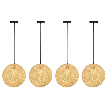 4 пакет ратан и конопена топка полилей индивидуално творчество сферичен ратан гнездо абажур