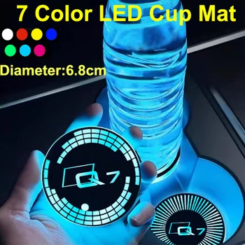 7 Цветна LED атмосфера светлина за Audi Q7 емблема кола лого Cupmat атмосфера светлини авто светеща вода чаша увеселителен парк аксесоари