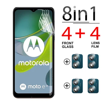 8in1 филм за обектива на камерата за Motorola Moto E13 Пълно лепило покритие Устойчивост на надраскване хидрогел филм Motoe 13 13e прозрачен мек филм