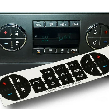 AC централен контролен стикер комплект за GMC Buick Chevrolet Tahoe Yukon черно радио аудио бутон ремонт стикер кола интериор стикер