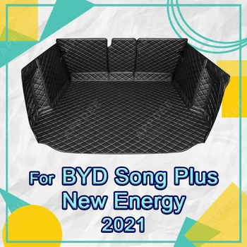 Auto Мат за багажник с пълно покритие за BYD Song Plus Нова енергия 2021 Car Boot Cover Pad Cargo Liner Интериорен протектор Аксесоари