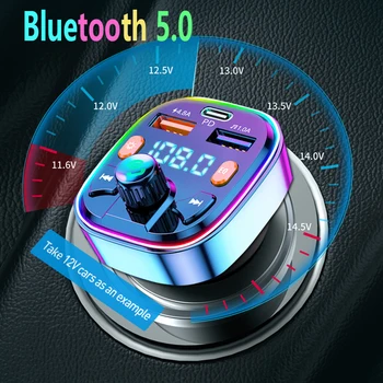 Bluetooth 5.0 FM предавател кола MP3 плейър 18W PD бързо зареждане поддръжка U диск без загуби музикален плейър безжичен хендсфри комплект за кола