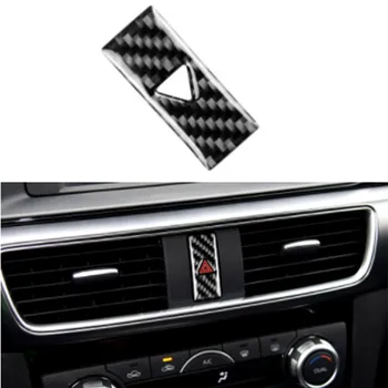 Car Center Console Safety Warning Button Cover Decor Trim Sticer Carbon Fiber Fit for Mazda CX-5 CX5 2017 2018 2019 2020