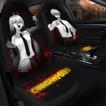 Chainsaw Man Car Seat Covers2pcs капакът на предната седалка е подходящ за повечето аксесоари за автомобили Защита на капака на седалката на SUV