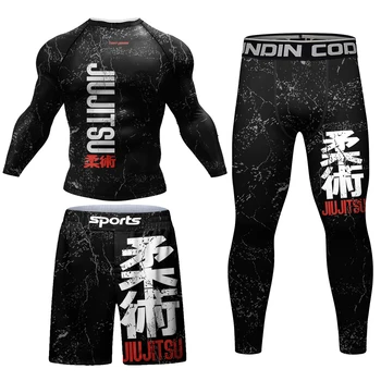 Cody Lundin Jiu Jiu Kimono Rashguard Set Compression Kickboxing Jersey MMA Bjj No Gi Шорти Панталони за мъже Muay Thai Clothes