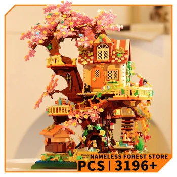 Creative Tree House Micro Building Bricks Forest Treehouse MOC Blocks Children Toys Street View Shop Model Adult Kids Gifts NEW