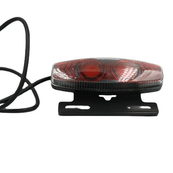 Ebike задна LED задна светлина предупредителна лампа за безопасност 36V 48V за аксесоари за електрически велосипеди SM конектор Нощно колоездене