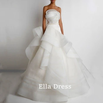 Ella Ruffle Дамски дрехи Gegensha A Line вечерна рокля Layered Backless White Prom Dress Bridal Sharon Happy Dresses for Prom
