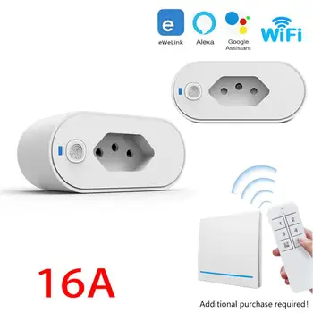 eWelink WiFi Smart Plug 16A Бразилия Контакт за захранване Интелигентен живот с мощност монитор Времето работи с Alexa Google Home