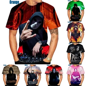 Fashion Мъжко облекло DJ Маскиран човек 3D печат тениска Личност Хип-хоп Angerfist Унисекс извънгабаритни T риза Harajuku Tops Tees