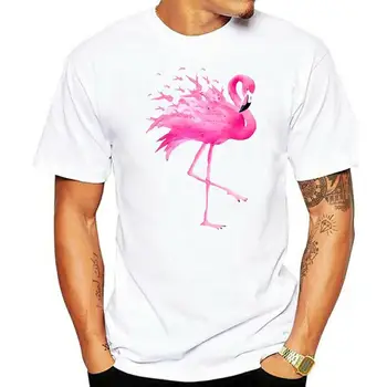 Flamingo Pink Ribbon Breast Cancer Awareness Дамска тениска S-3Xl За младежи на средна възраст Старата тениска