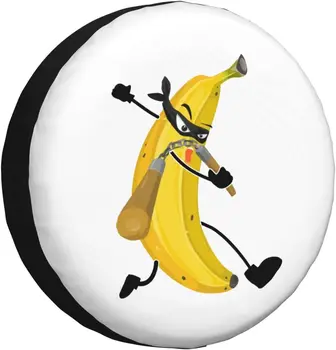Funny Banana Ninja Pattern Spare Car Tire Cover Wheel Protectors Water Dustproof Universal Fit for SUV Truck Camper Travel