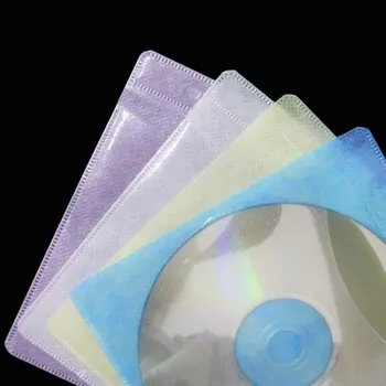 Hot New 100Pcs CD DVD ръкави пластмасови дебели нетъкани двустранно преносими цветни DVD диск папка чанта за съхранение случаен цвят