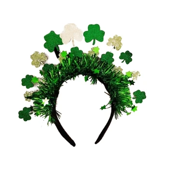 Irish Green лента за глава Glitter CarnivalЛента за глава Irish Shamrock лента за глава Mardi GrasЛента за глава SaintPatrick Day лента за глава R7RF