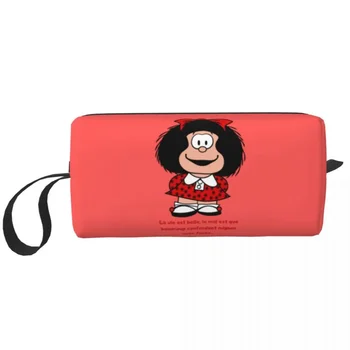 Kawaii Mafalda грим чанта жени пътуване козметични организатор мода Quino Аржентина карикатура съхранение тоалетни чанти