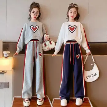Kids New Spring & Autumn Hoodie Suit Cotton Kids Hooded Sportswear Set Детски дрехи 4-14 години Момичета Дрехи 2piece Set
