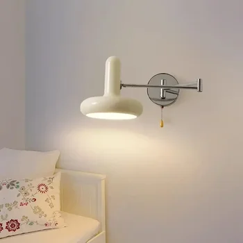  LED лампа за стена скандинавски модерен люлка рамо стена лампа хол спалня нощно легло кабинет крем вятър декоративно осветление