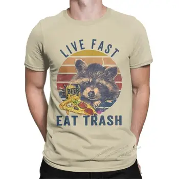 Live Fast Eat Trash T-Shirts Men Possum Funny Leisure Pure Cotton Tees Round Collar Short Sleeve T Shirt Gift Tops