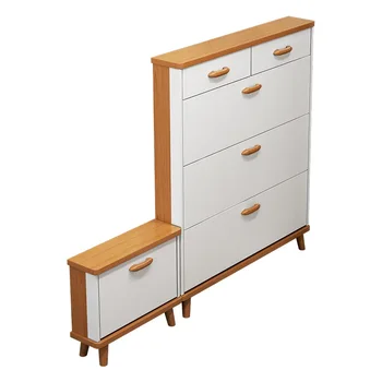 Nordic Ultra-thin Shoe Cabinet Home Door New Home Sitting Stool Dump-type porch cabinet integrated.