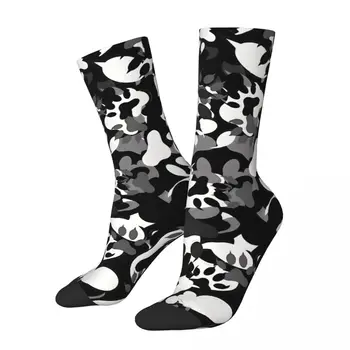 Paw Print Камуфлаж Животински лапи Унисекс зимни чорапи Ветроупорни щастливи чорапи Уличен стил Луд чорап