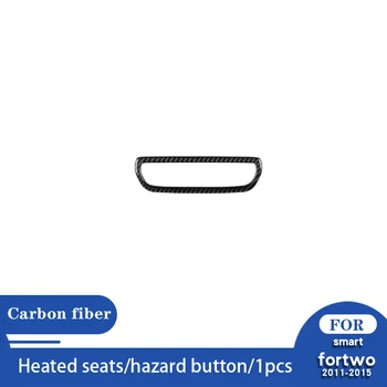 Pegatinas de fibra de carbono para salpicadero de coche, marco de decoración de botón de calor para asiento, para Mercedes Smart
