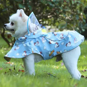 Pet Dog Дъждобран Прозрачен PU кожен дъждобран дишащ & видим за забавление Дъждовни приключения Качулки с лента отразяващи