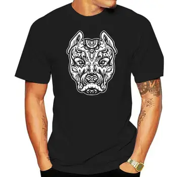 PITBULL TATTOO изкуство куче порода череп бутало dtg мъжка тениска тенискиCool Casual гордост т риза мъже Унисекс мода тениска безплатна доставка