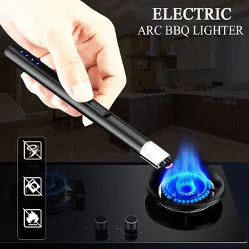 Power Display USB запалка Кухненска запалка Външна дъга Igniter Не открит пламък Мини ветроупорна свещ печка запалка