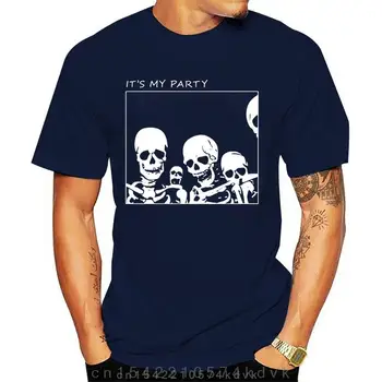 Skull T Shirt It's My Party Original Design Graphic EU Size Къс ръкав Висококачествени върхове Tee Homme