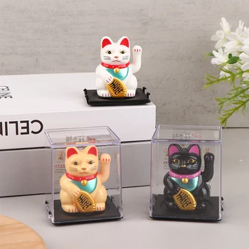 Solar Powered Lucky Cat Waving Arm Beckoning Fortune Cat Lucky Cat For Home Office Декорация Аксесоари 1 бр