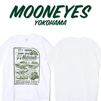 T тениска за мъже Бяла къса Mooneyes y2k тройници Мотоциклет Black Moon Оборудван Camisetas тениска мъжки дамски дрехи мъжко облекло