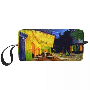 TCafe тераса през нощта тоалетна чанта сладък Винсент Ван Гог живопис грим козметичен организатор жени красота съхранение Dopp комплект случай