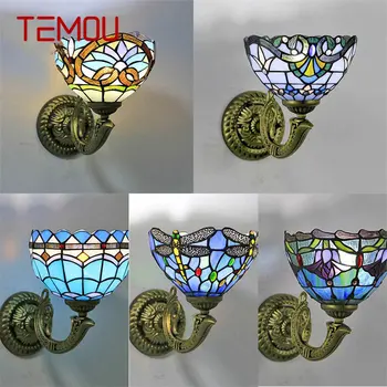 TEMOU Тифани стена лампа LED творчески цвят модел стъкло sconce светлина за дома хол спалня нощно легло декор