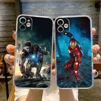 Tony Stark Marvel Iron Man Калъф за телефон за iPhone X XS XR 12 Mini 8 SE 7 6s 11 Pro Max 13 Pro 14 15 Plus прозрачен мек капак