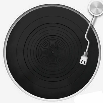Turntable Disc LP плейър Кръгъл антистатичен плосък фонограф Револвиращ антивибрационен заместител Ultra Thin SiliconePad