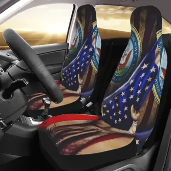 United States Navy Car Seat Cover Персонализиран печат Универсален преден протектор Аксесоари Комплект възглавници