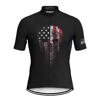 USA Колоездене Кратко черно колело Джърси яке Road Колоездене ръкав риза спускане планински велосипед износване шампион лято топ спорт лигавник