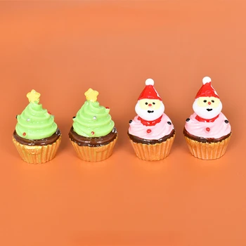 USER-X Японски коледен подарък Мини Санта Cupcake микрофилм коледно дърво имитация смола храна играчка Bjd Dollhouse десерт магазин